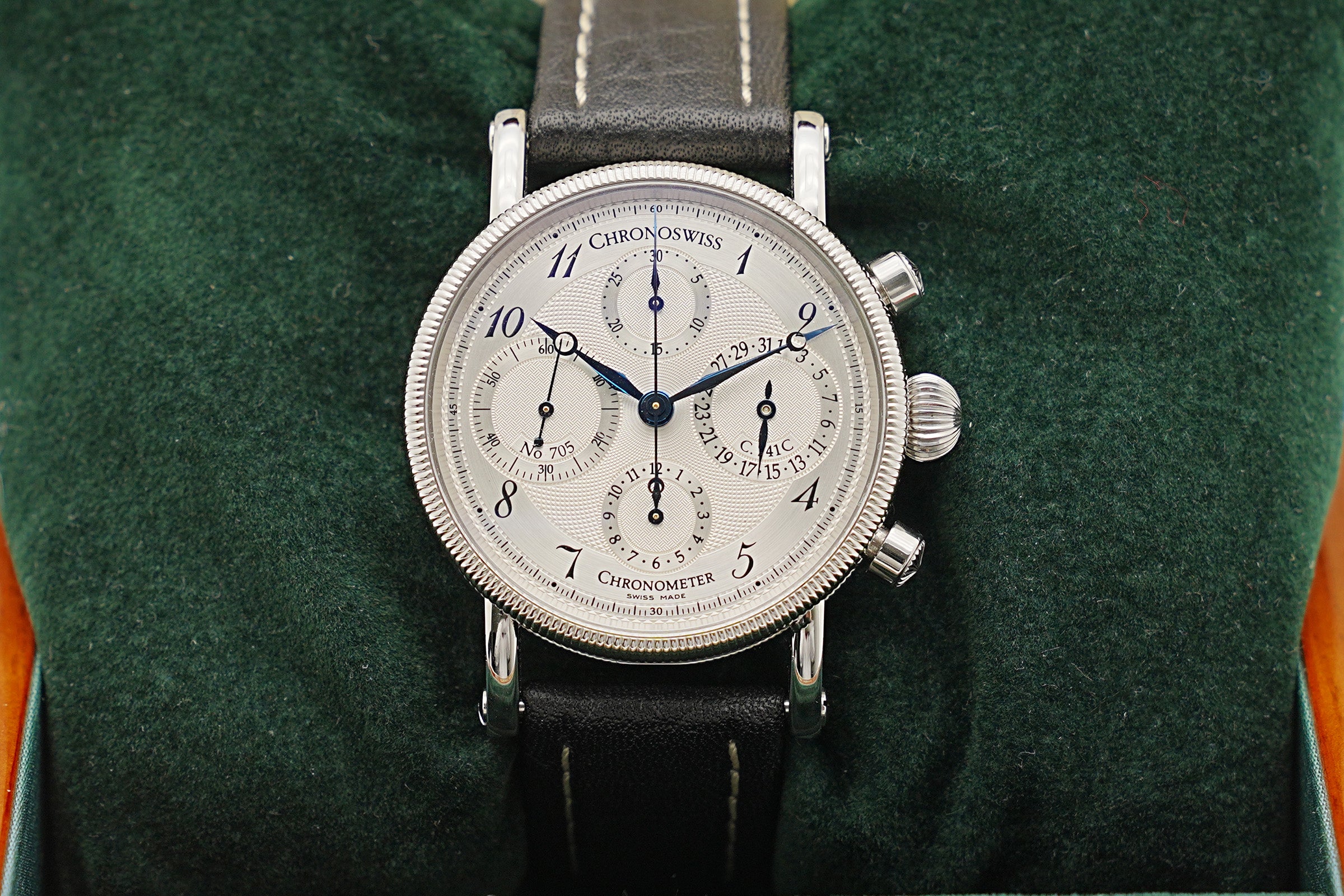 Chronoswiss Chronometer Chronograph Automatik Edelstahl Herrenuhr Ref. CH7523