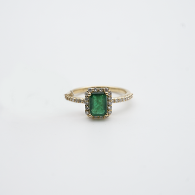 ZEN Diamond 18k Ring Gr.53 Gelbgold Smaragd