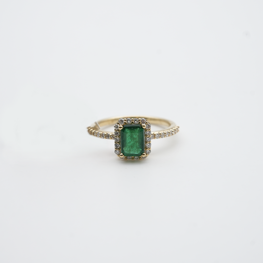 ZEN Diamond 18k Ring Gr.53 Gelbgold Smaragd
